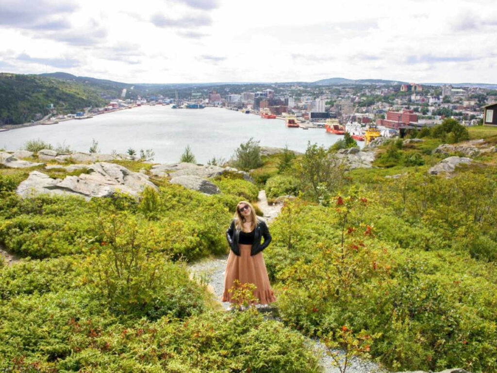 The author Taylor Herperger enjoying the greenery around the Battery