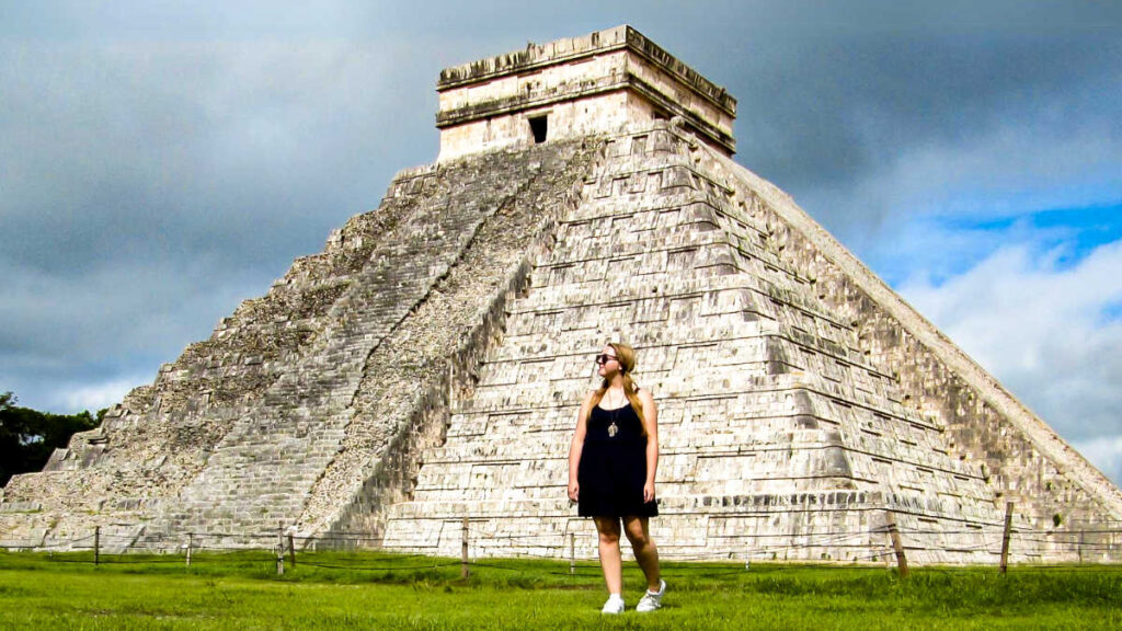 The author Taylor Herperger posing for a photo in Chichen Itza