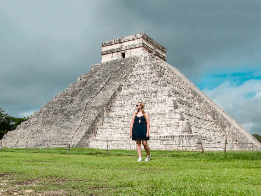 The author Taylor Herperger posing for a photo in Chichen Itza