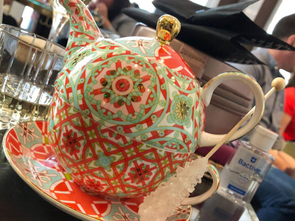 Closeup look of a beautiful teapot at Trifecta