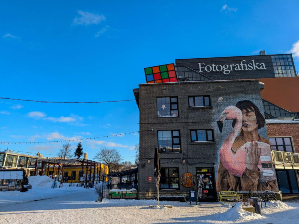 View of the painted buildings of Fotografiska