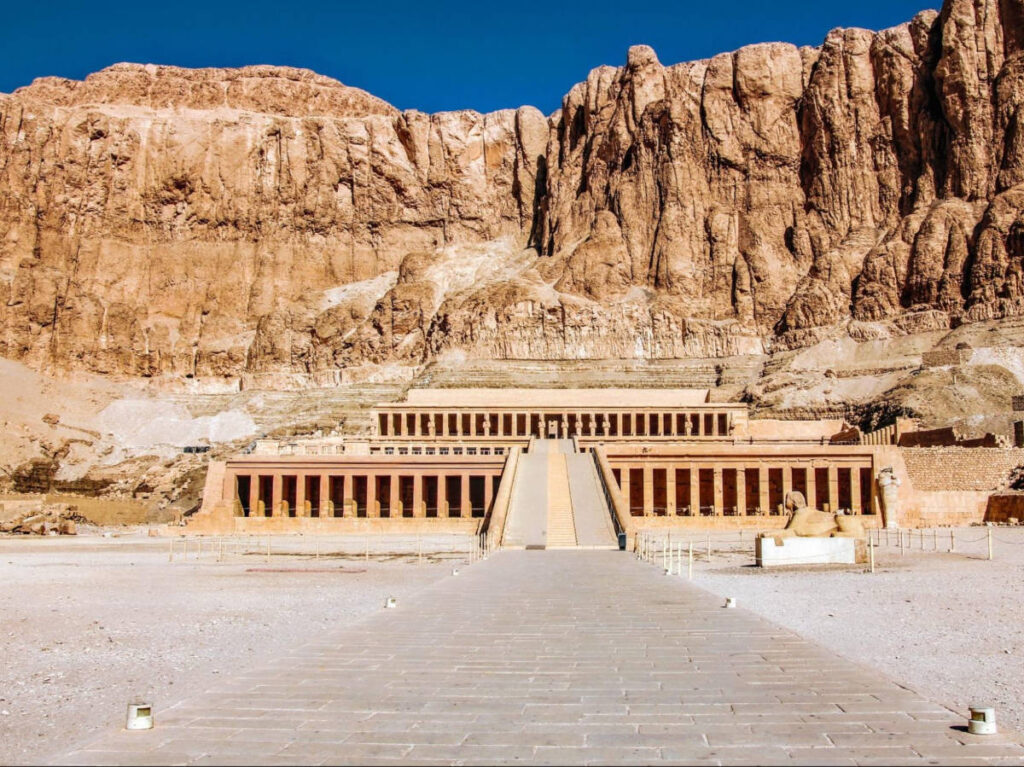 The rocky mountain behind the Temple of Hatshepsut