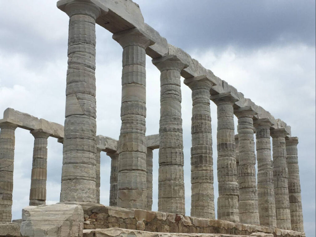 The remains of the columns of Temple of Poseidon at Cape Sounion