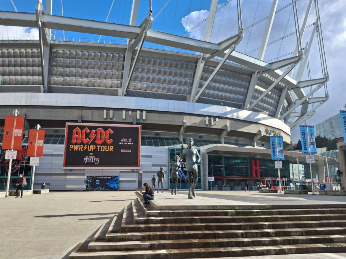 View of the Terry Fox Statue in front of BC Place