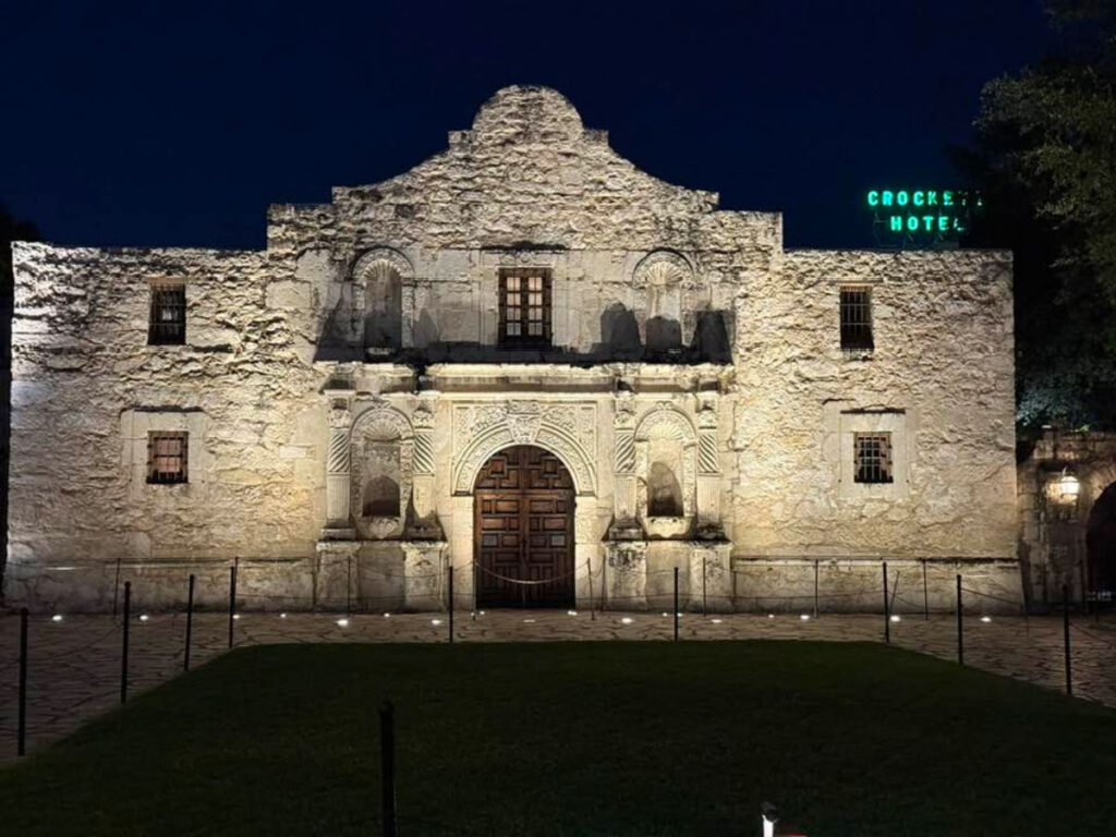 View of The Alamo at night