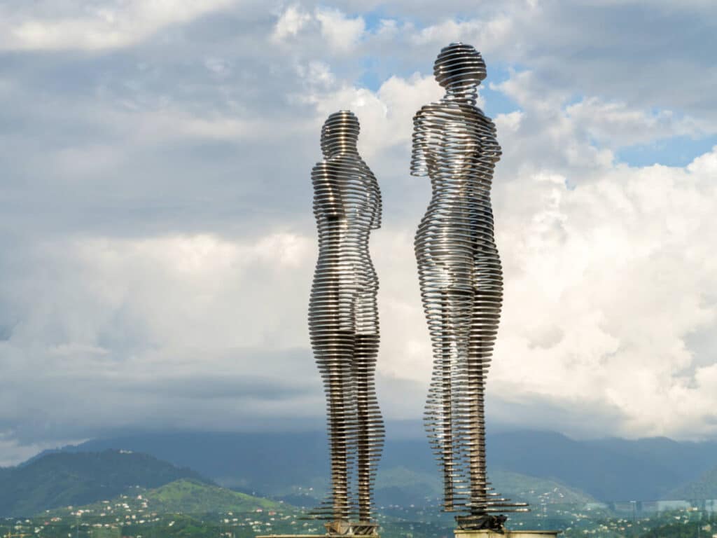 View of the iconic statues of Ali and Nino in Batumi