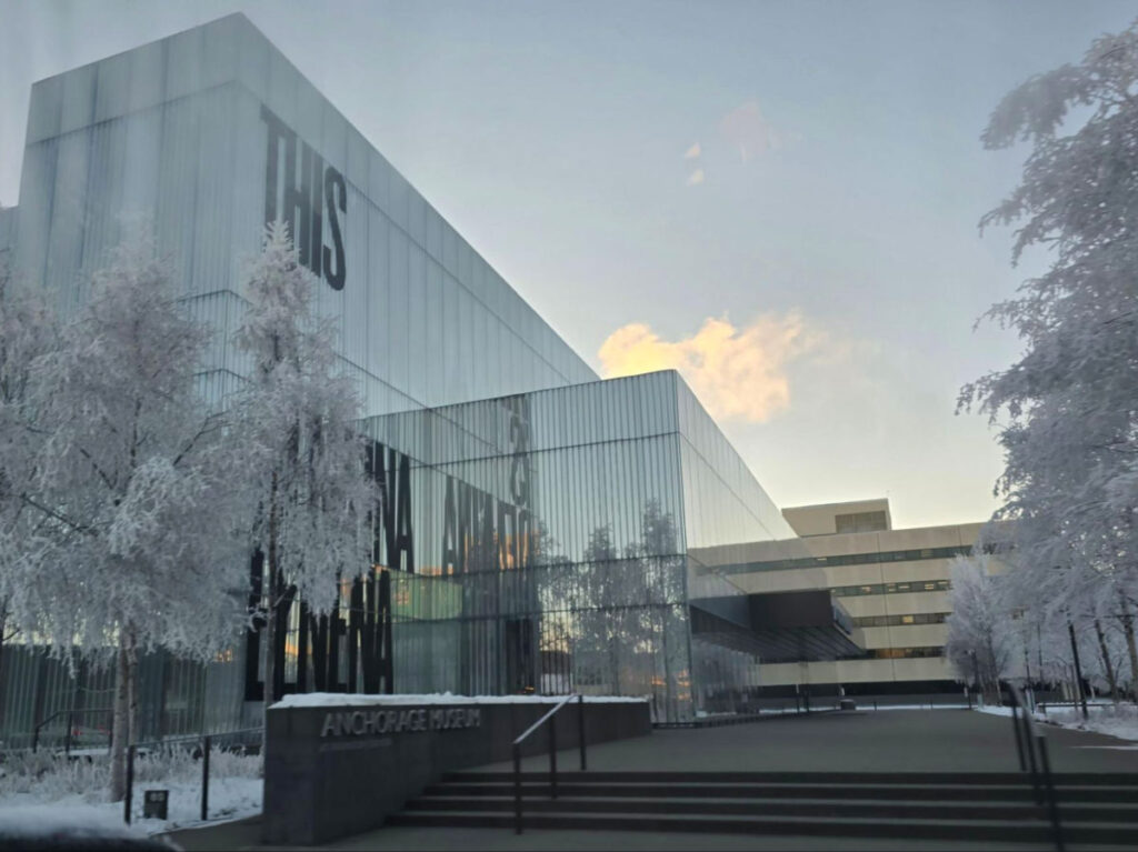 View outside The Anchorage Museum during winter