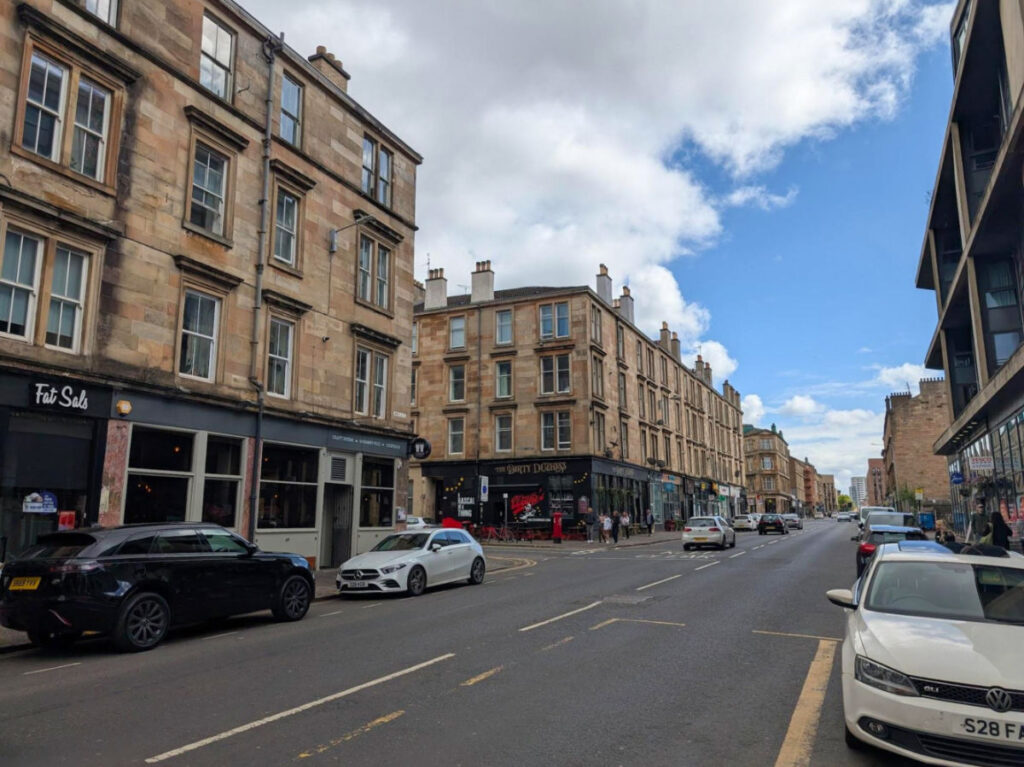 View of the shops at Argyle Street in Finnieston