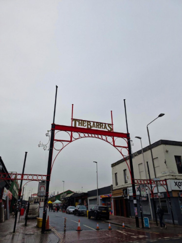 View of The Barras archway on a gloomy day