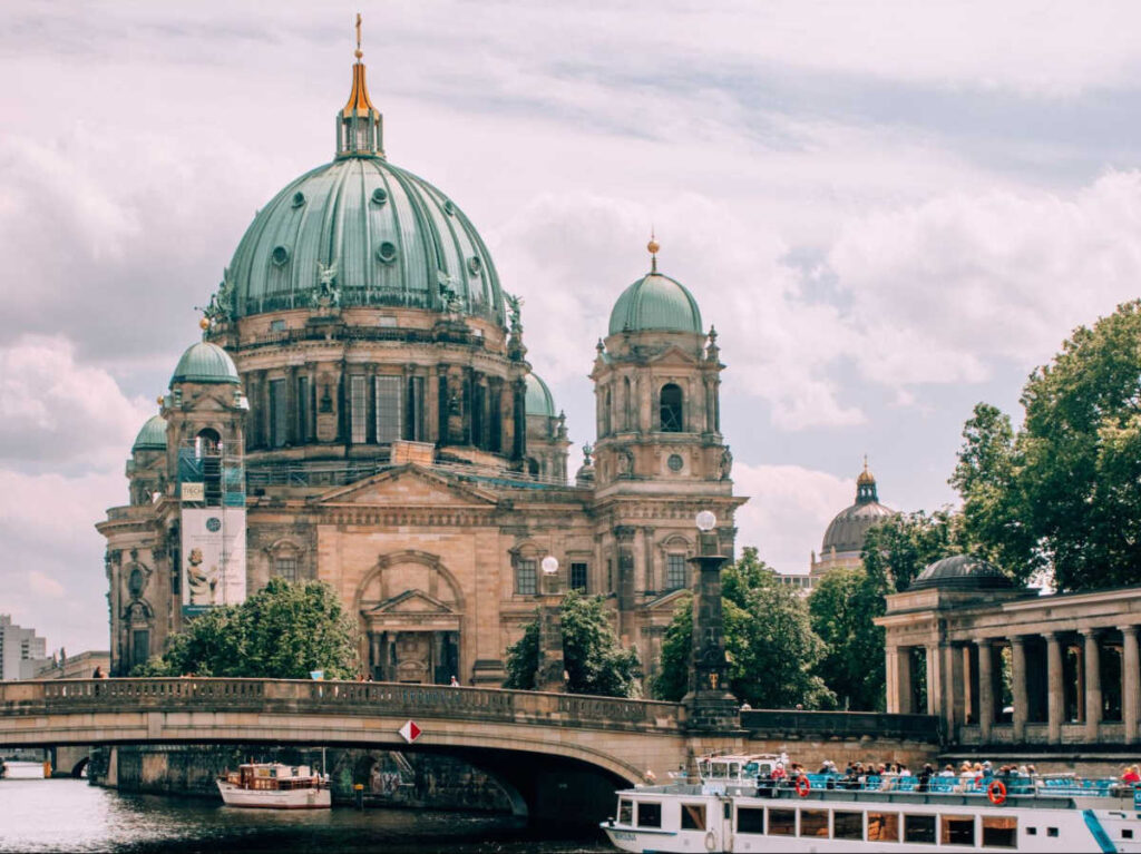 The Berliner Dom on the Museumsinsel seen across the river Spree