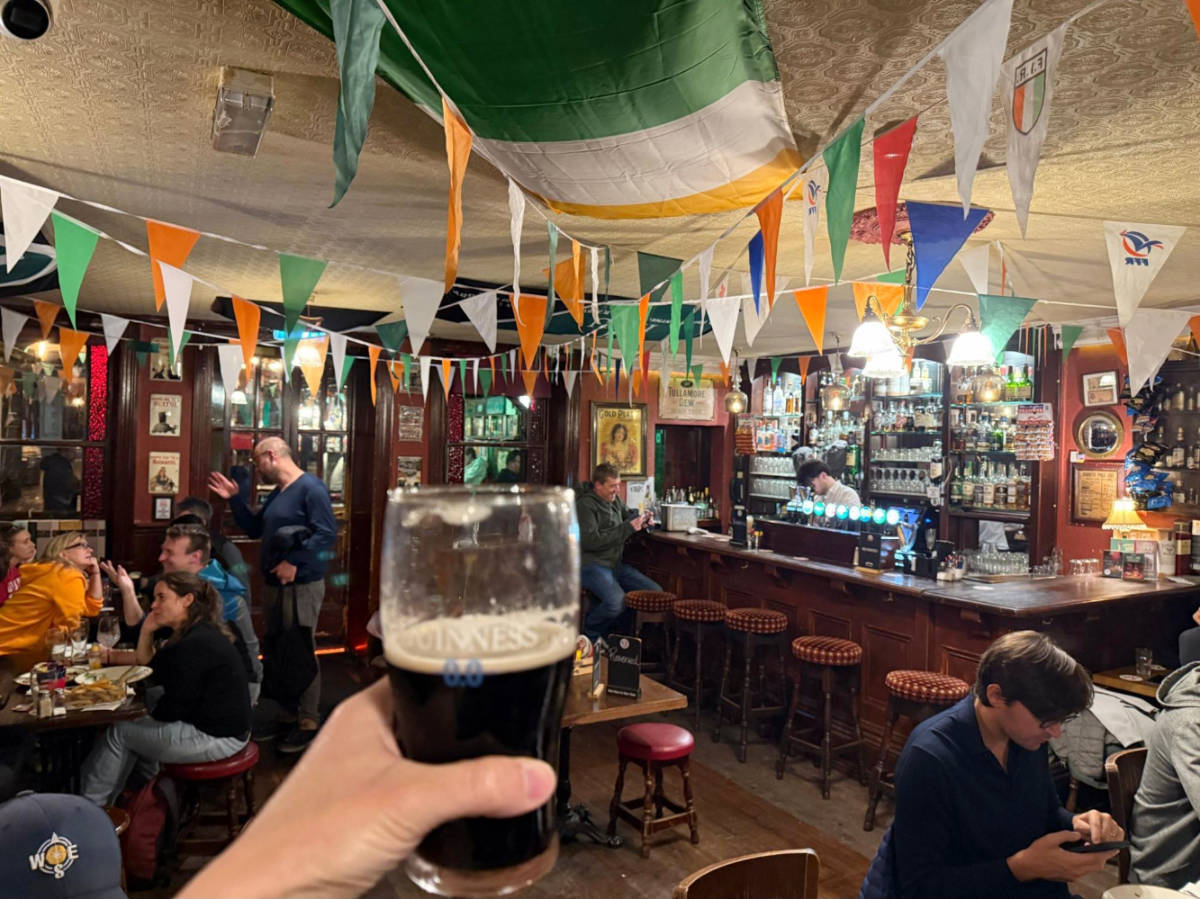 A glass of Guinness from The Brazen Head