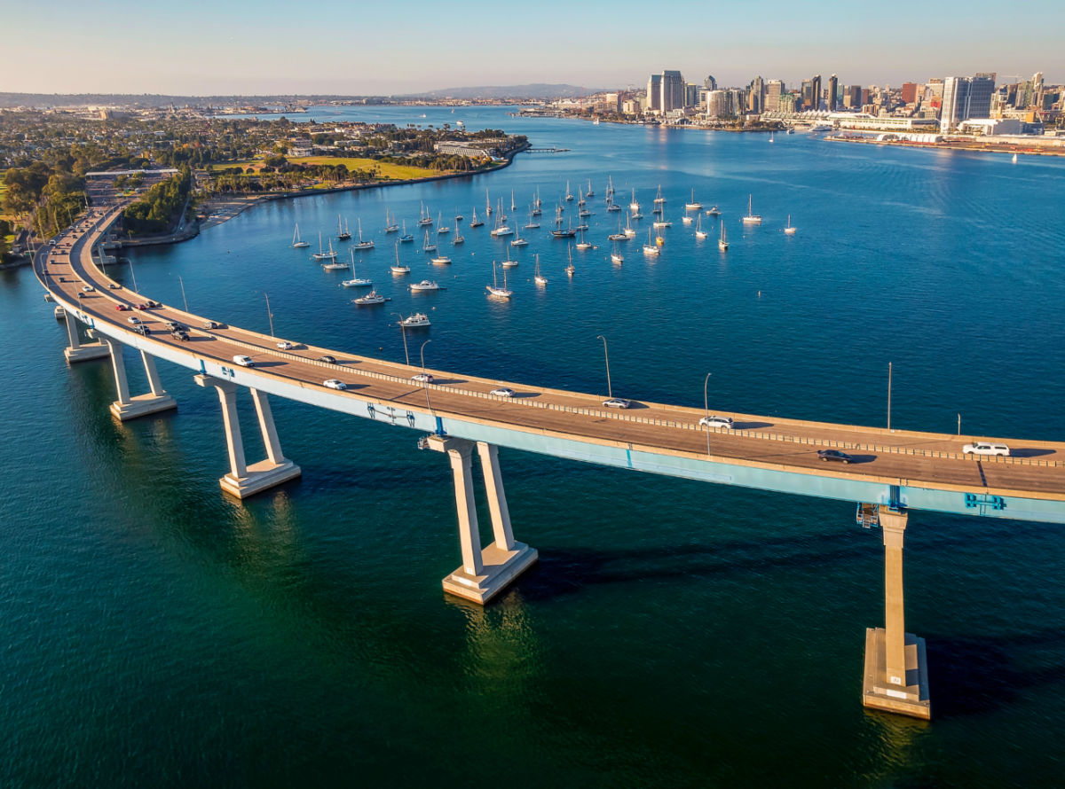 Aerial view of the Coronado Bridge