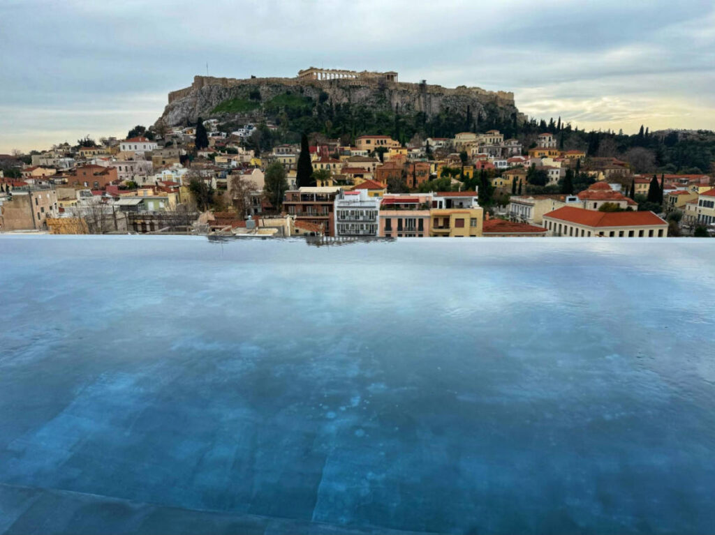 View at the rooftop pool of The Dolli at Acropolis