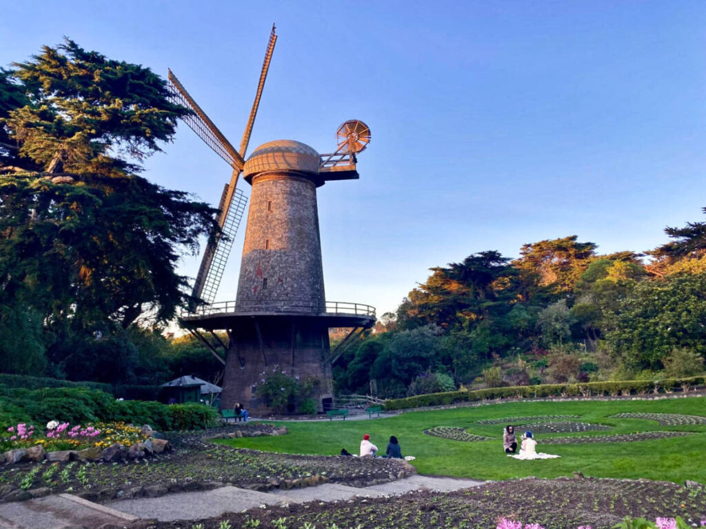 People enjoying at The Dutch Windmill and Queen Wilhelmina Tulip Gardens