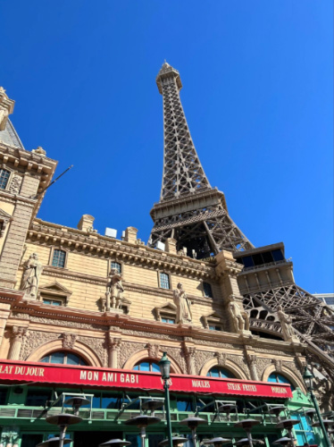 The Eiffel Tower replica outside the Paris hotel