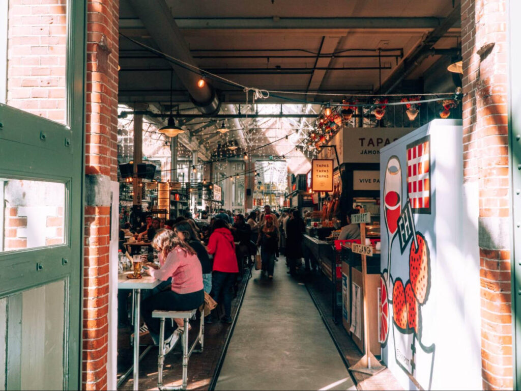 People dining inside The Foodhallen