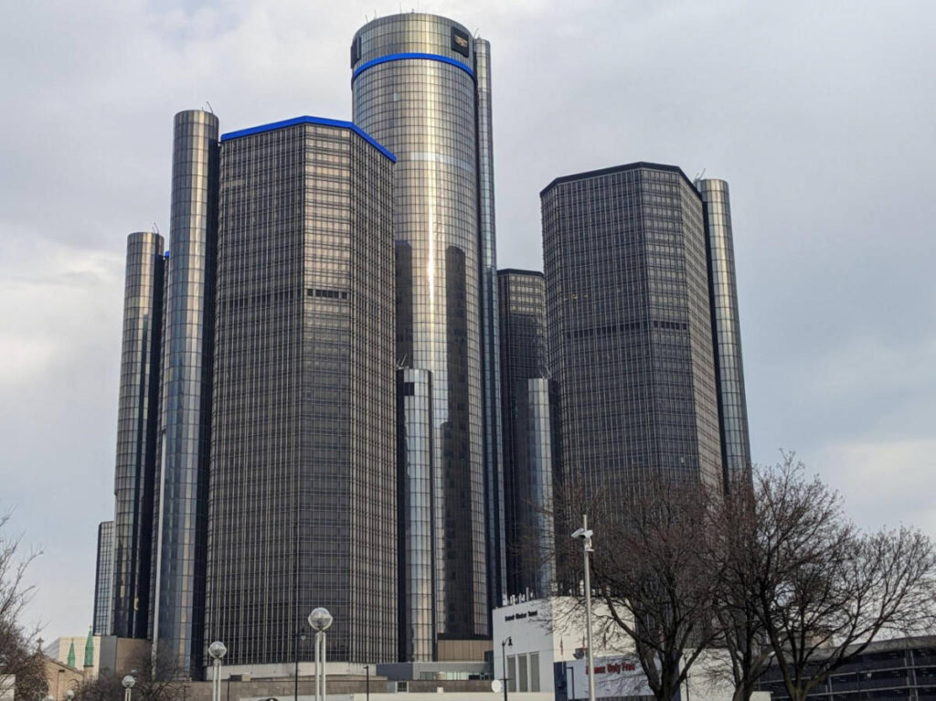 The grand towers of the The GM Renaissance Center
