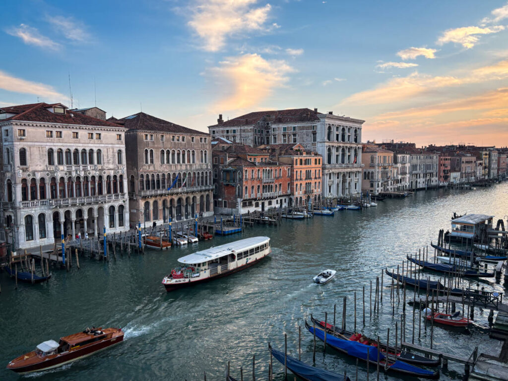 Overlooking view of the boats on the Grand Canal from San Polo
