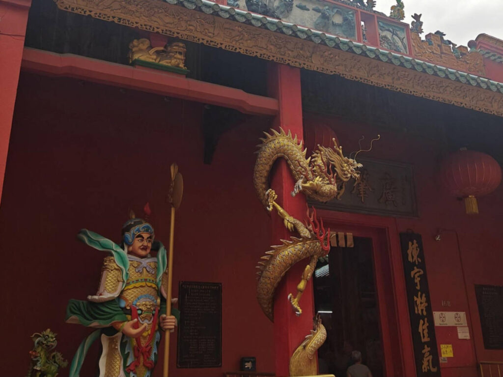 The intricate red and gold Guan Di Temple