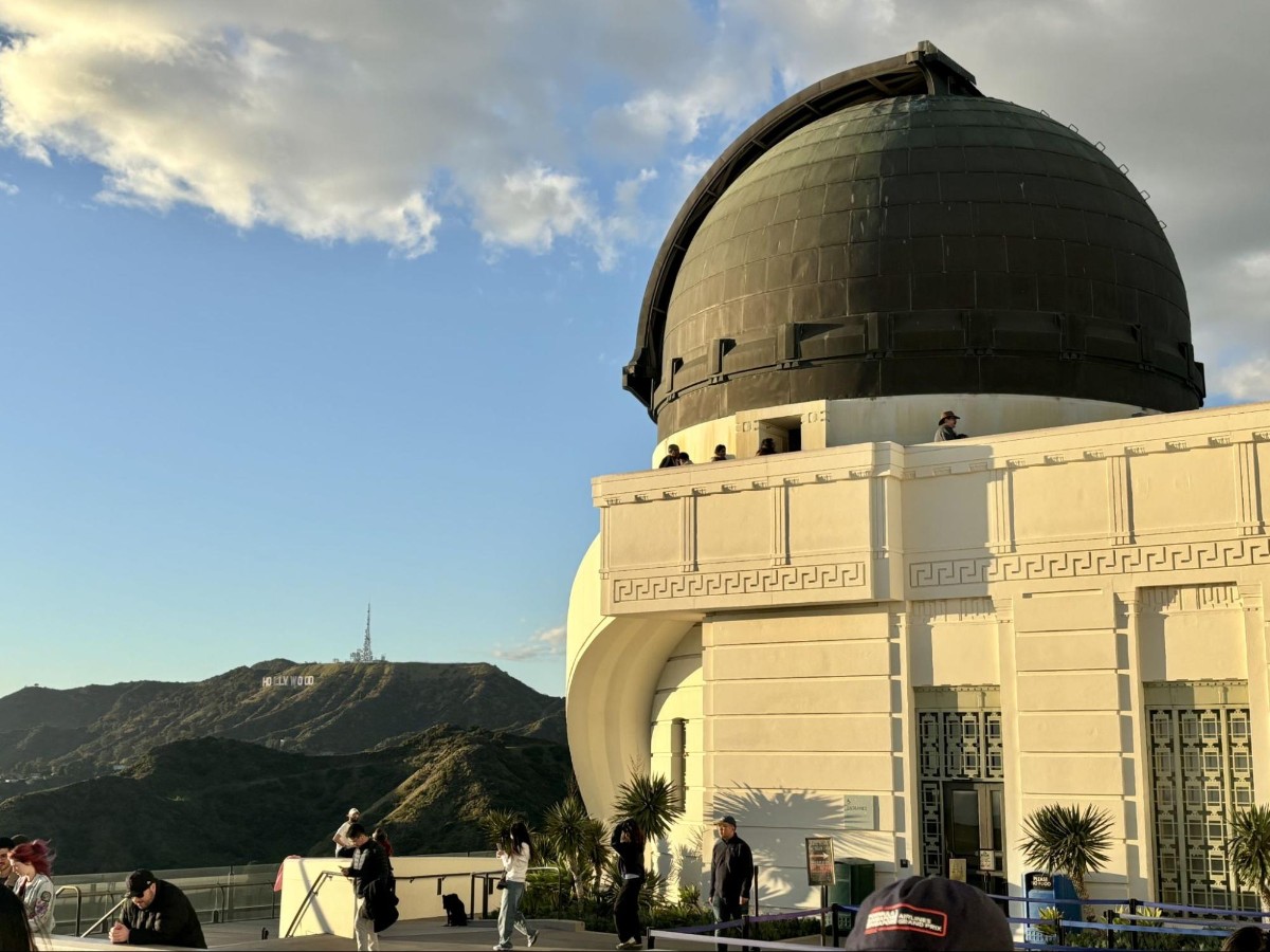 View of The Hollywood Sign behind the observatory