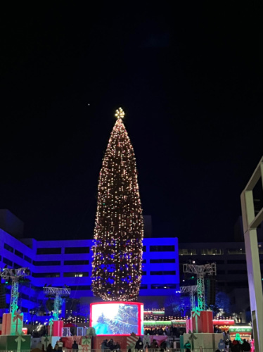 The huge Christmas tree during he Inaugural Hallmark Christmas Experience in 2024