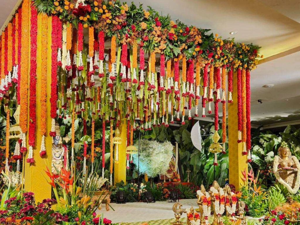 View of the well decorated Indian wedding platform