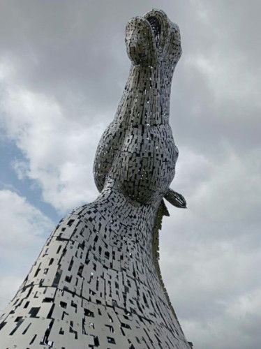 View of The Kelpies seen from below