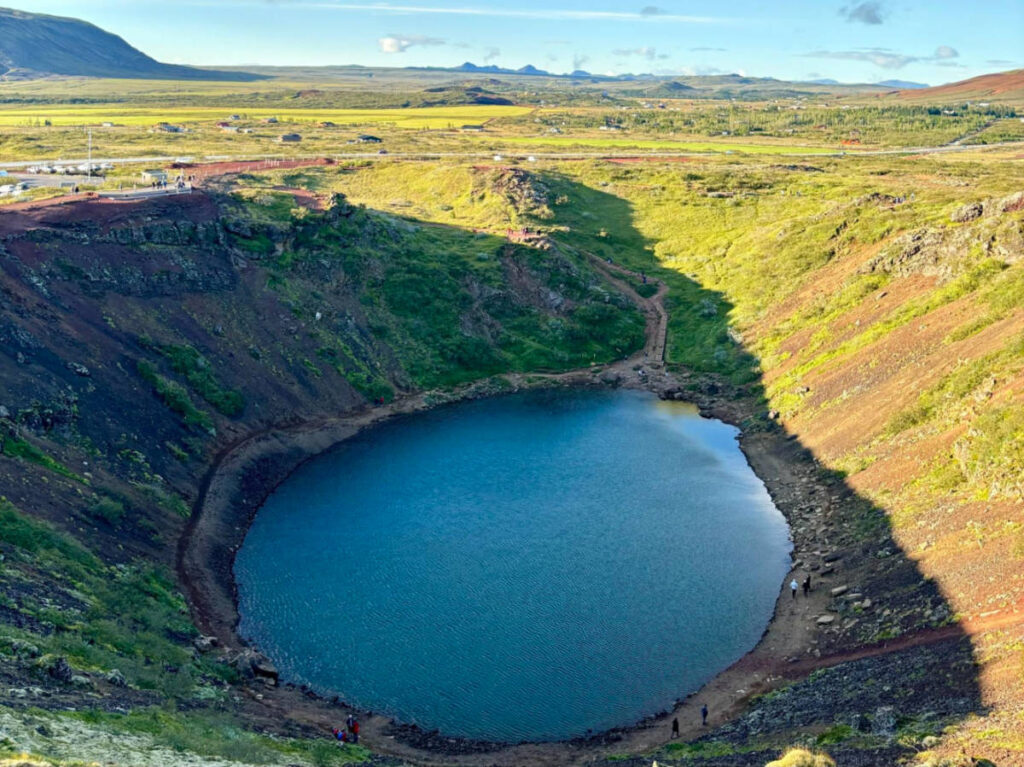 View of The Kerid Crater from the top of the footpath