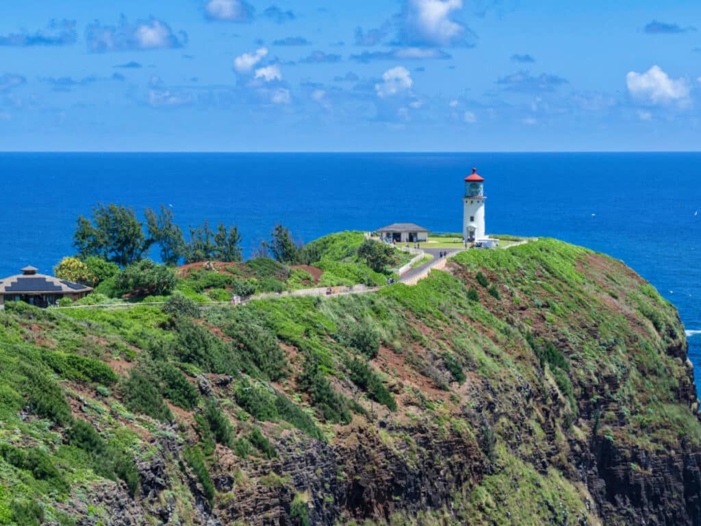 The Kilauea Lighthouse on the viewpoint in Kauai