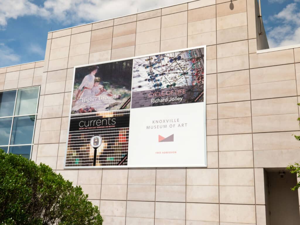 View of the posters outside The Knoxville Museum of Art