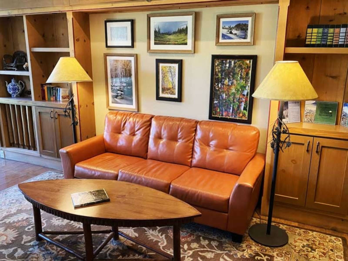 View of the rustic and cozy seating area at the The Lodge at Breckenridge