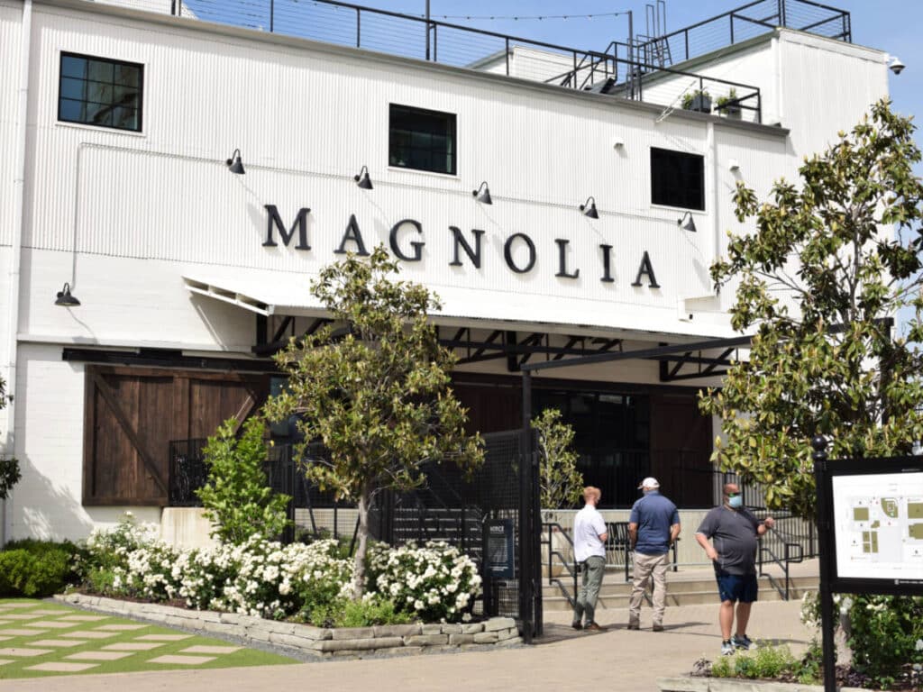 View of the people outside the Magnolia Market