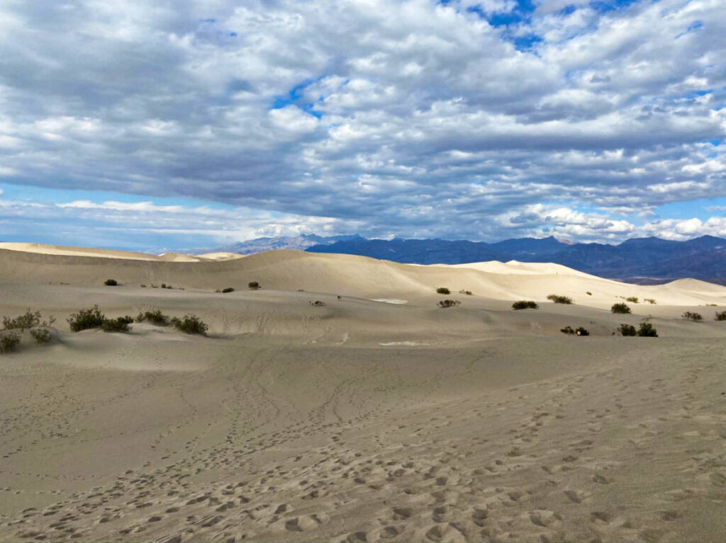 Panoramic view of the vast sand dunes in Death Valley