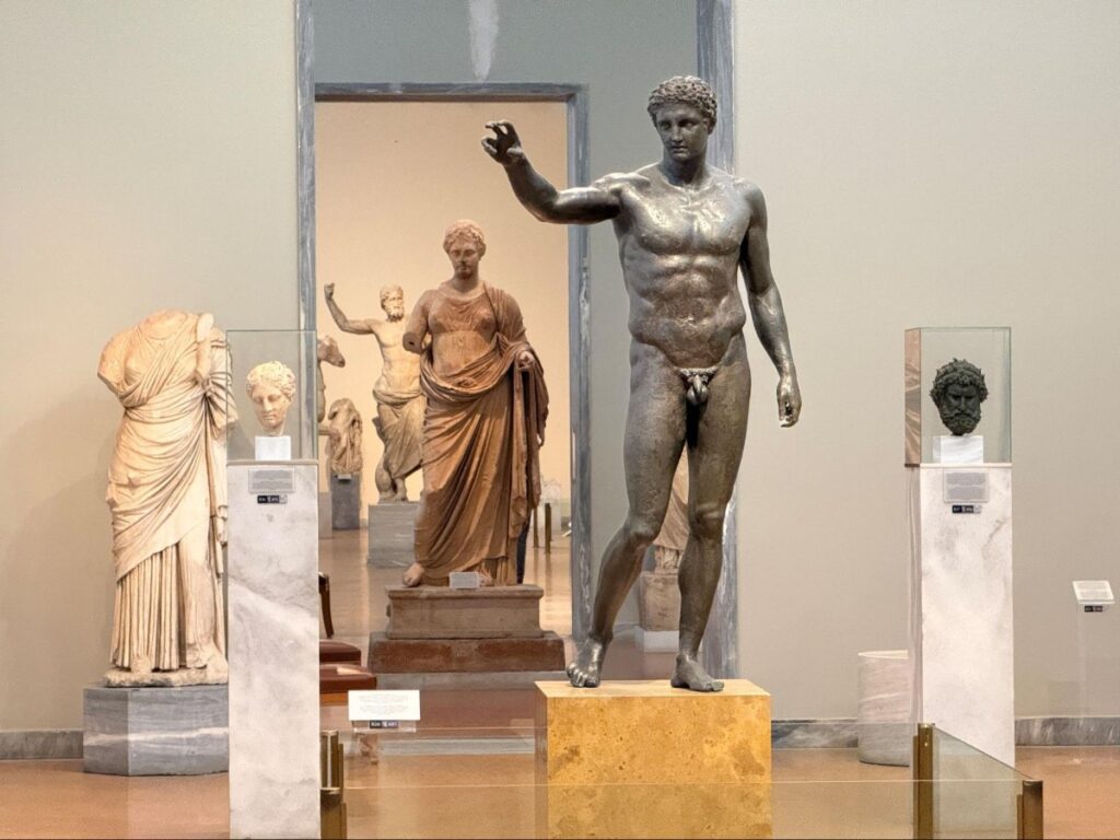 Ancient Greek statues on display at The National Archaeological Museum