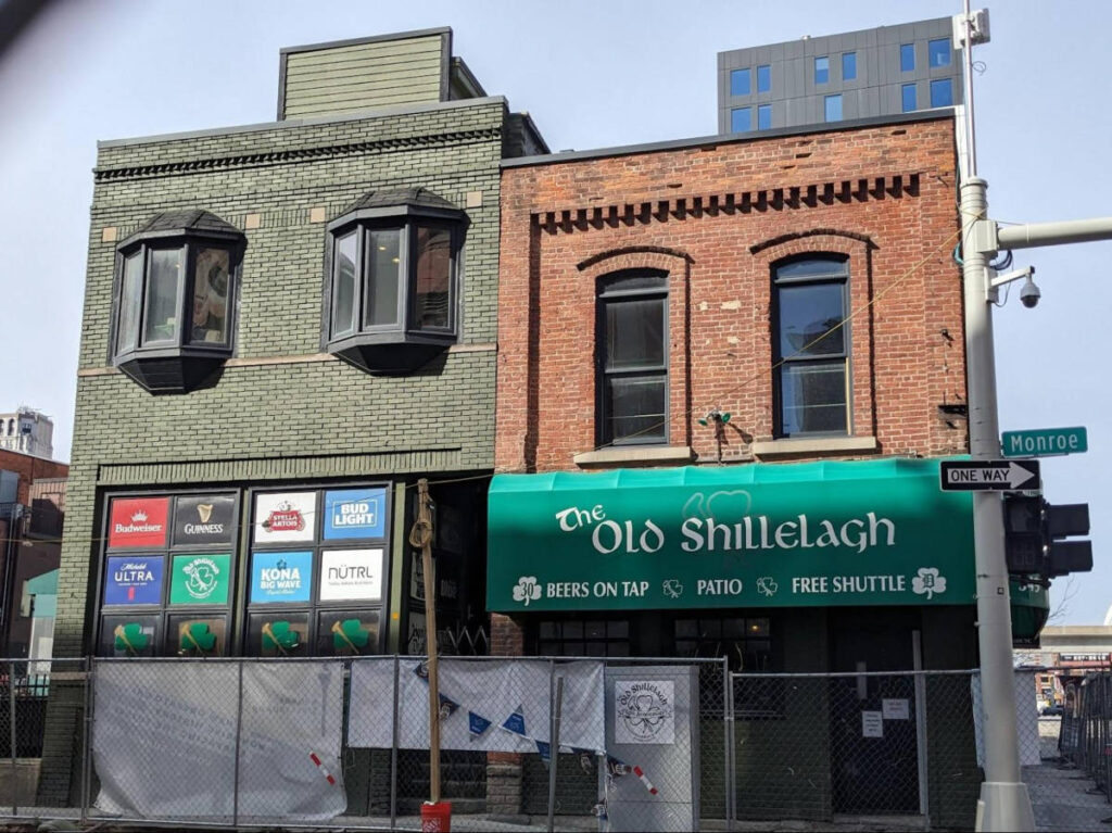 View of the brick walled facade of The Old Shillelagh