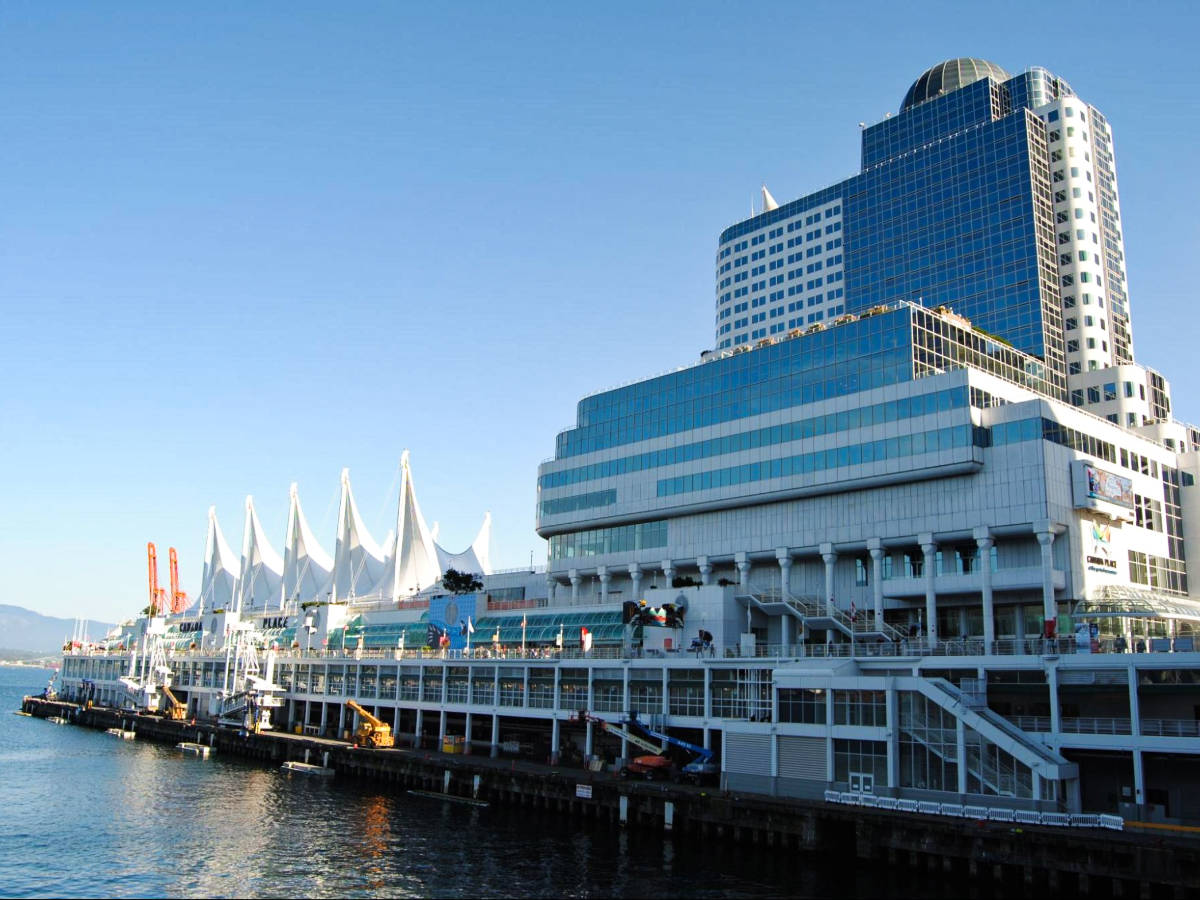 Exterior view of the stunning Pan Pacific Hotel and Canada Place at Vancouver Waterfront