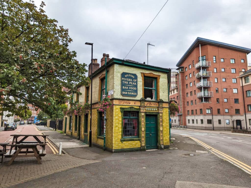Exterior view of the Peveril of the Peak Pub