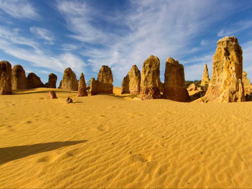 Closeup look of the ancient rock formations in Nambung National Park
