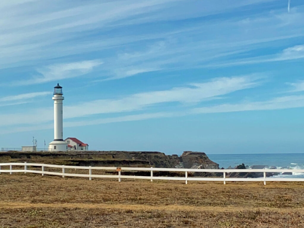 View of the The Point Arena Lighthouse from a distance