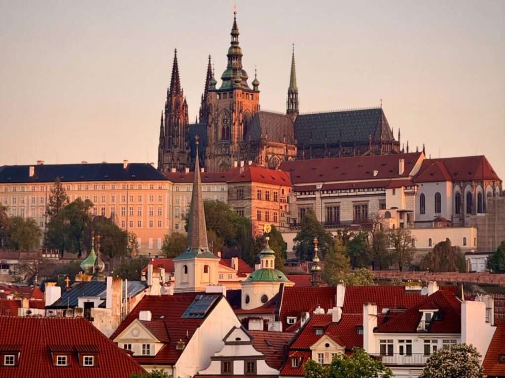 Scenic view of the The Prague Castle and St. Vitus Cathedral above the Lesser Town