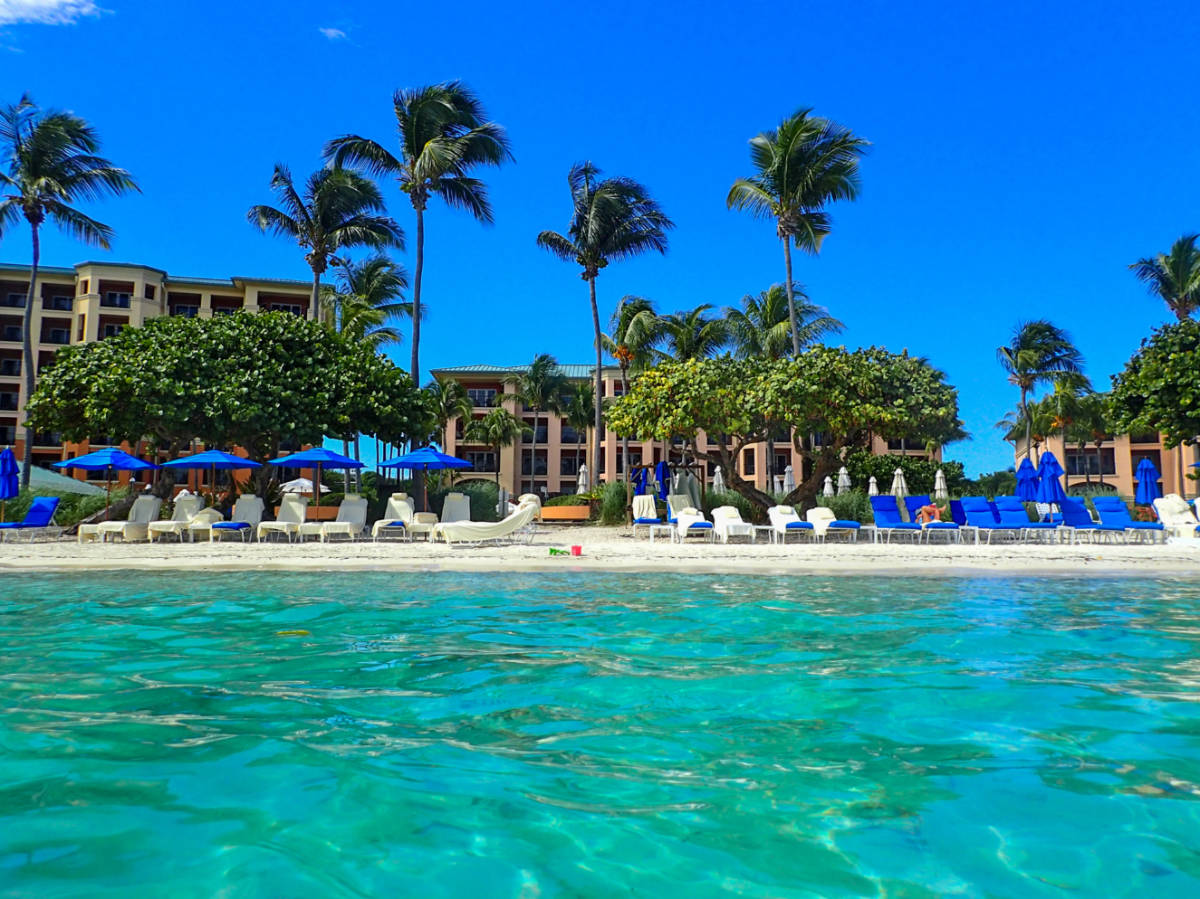 The beautiful beach at the The Ritz Carlton Club  in St. Thomas, USVI