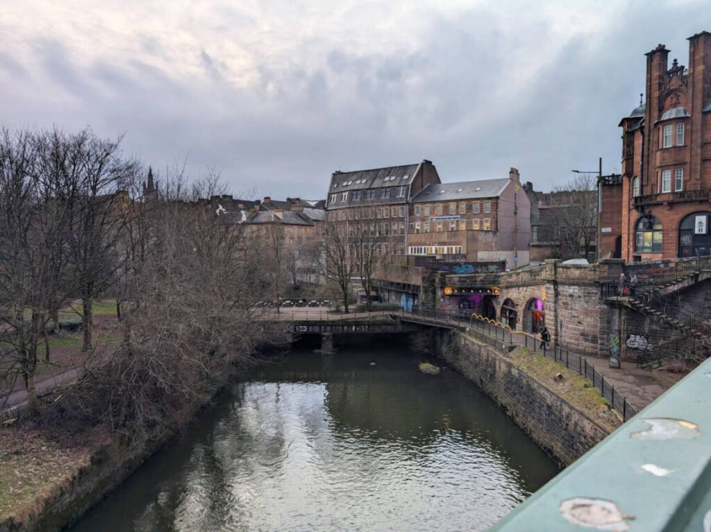 Overlooking view of The River Kelvin and the arches of Inn Deep