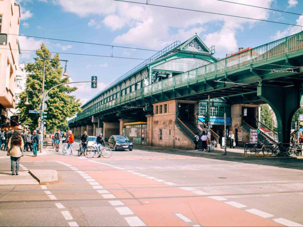 View of the people walking along the Schönhauser Allee