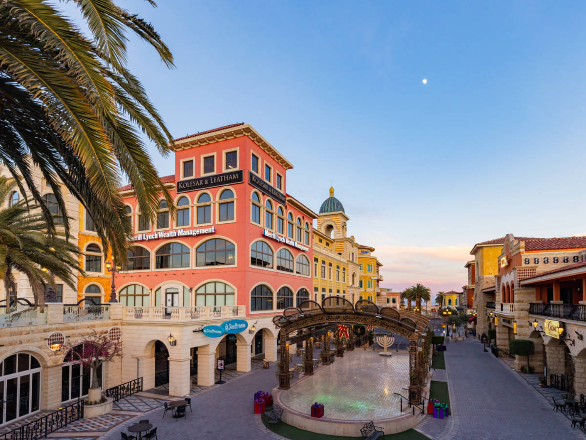 View of the Tivoli Village during sunset