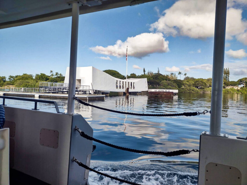 View of The USS Arizona Memorial from across the water