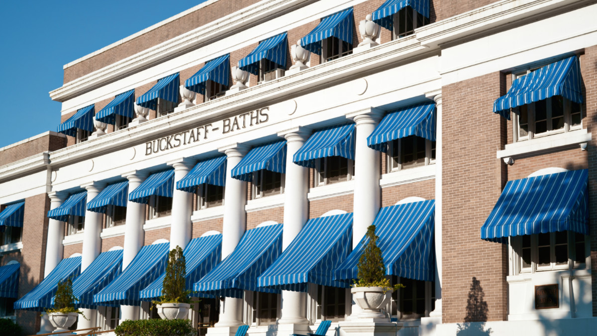 Exterior view of the Victorian inspired Buckstaff Baths on Bathhouse Row