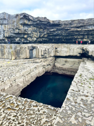 View of “the wormhole”, a rock formation with underwater channels