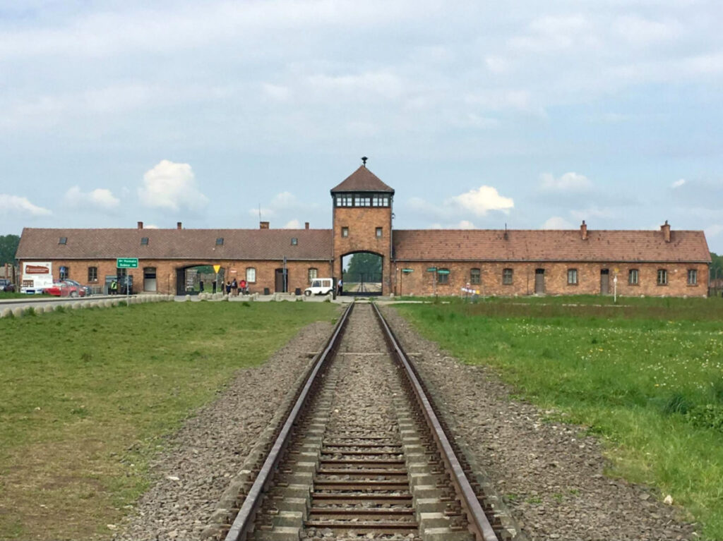 The gates to Auschwitz-Birkenau concentration camp, a haunting reminder of the atrocities of the Holocaust