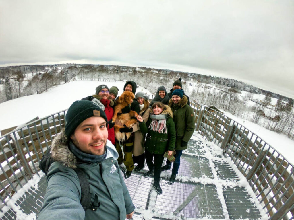 The author Thom Brown, exploring Estonia with his Tartu friends in winter