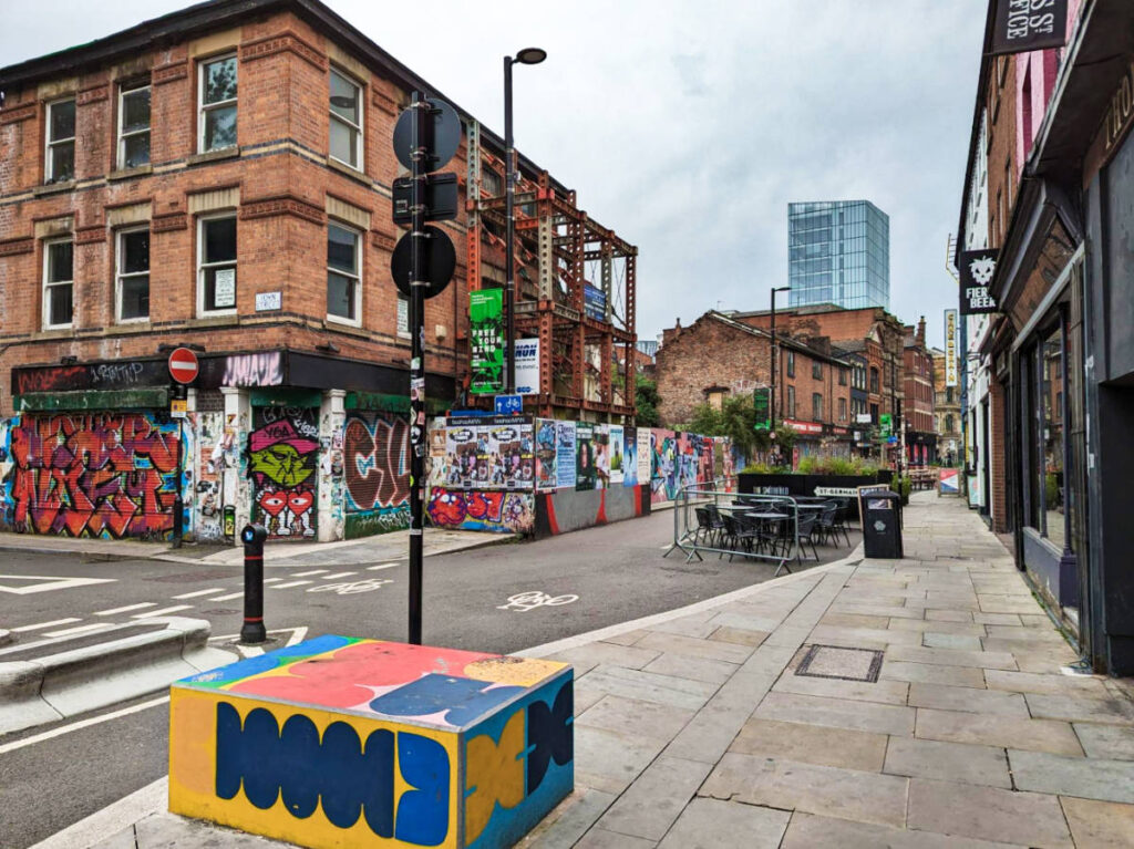 View of the colorful graffiti around Thomas Street